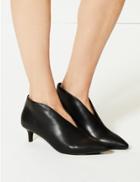 Marks & Spencer Wide Fit Kitten Heel V-cut Shoe Boots Black