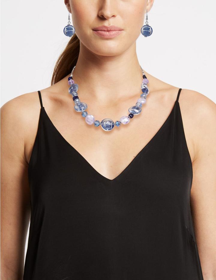 Marks & Spencer Spiral Necklace & Earrings Set Navy Mix