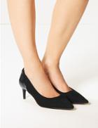 Marks & Spencer Wide Fit Kitten Heel Court Shoes Black