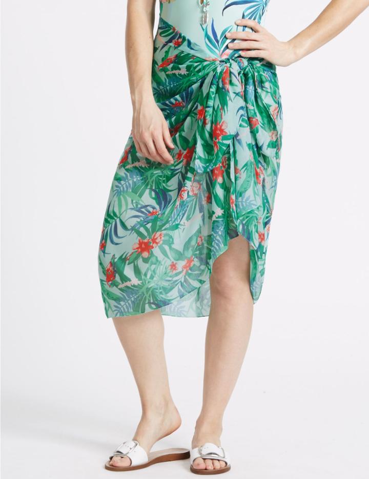 Marks & Spencer Parrot Print Sarong Mint Mix