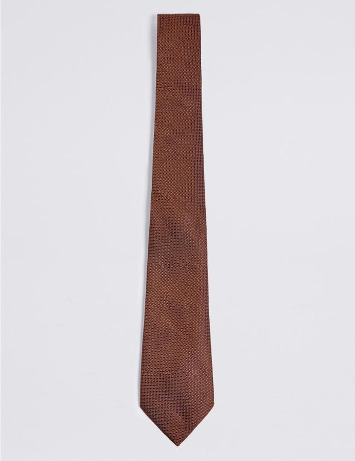 Marks & Spencer Pure Silk Textured Tie Rust