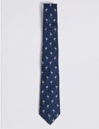 Marks & Spencer Pure Silk Flamingo Tie Navy Mix