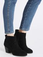 Marks & Spencer Wide Fit Block Heel Stitched Ankle Boots Black