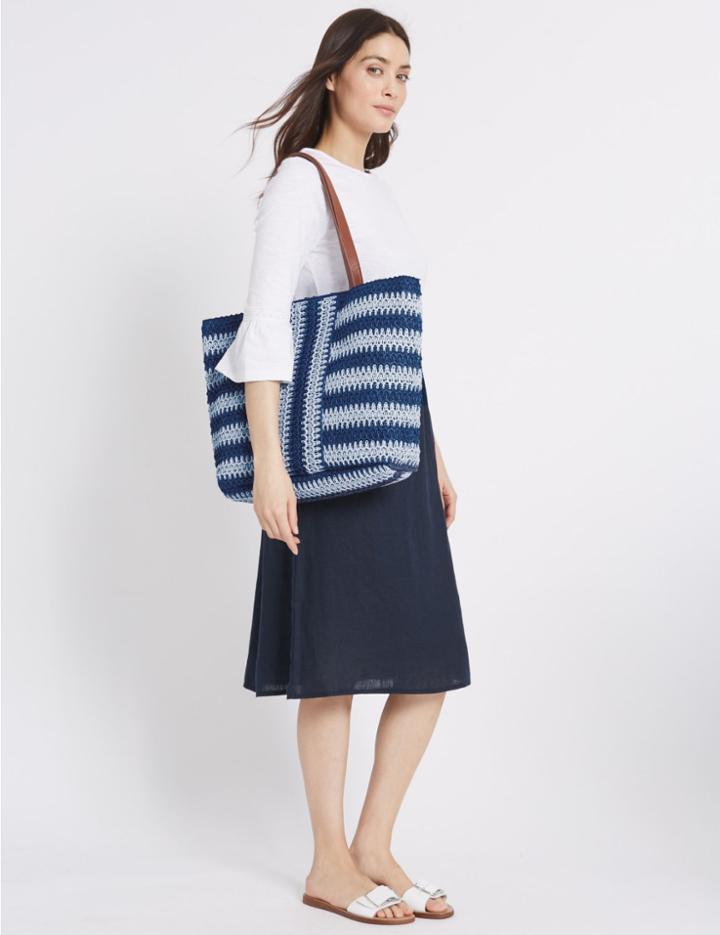 Marks & Spencer Striped Shopper Bag Blue Mix