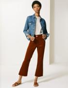 Marks & Spencer Corduroy Bootcut Cropped Trousers Ginger