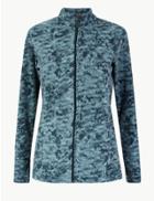 Marks & Spencer Panelled Printed Fleece Jacket Teal Mix