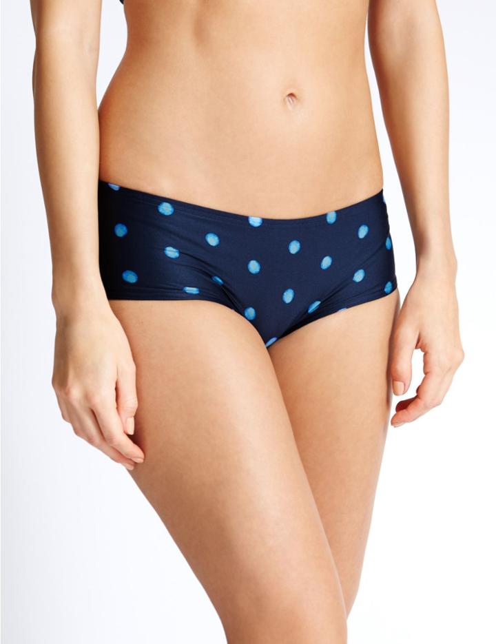 Marks & Spencer Spotted Hipster Bikini Bottoms Navy Mix