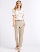 Marks & Spencer Belted Straight Leg Trousers Stone