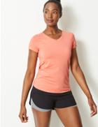 Marks & Spencer Quick Dry V-neck Short Sleeve Top Light Tangerine