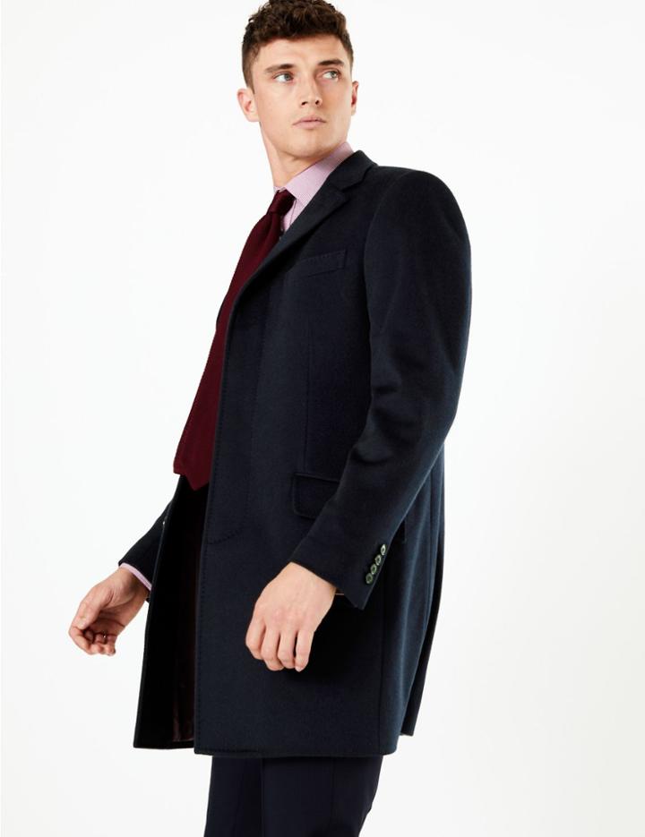 Marks & Spencer Cashmere Longline Coat Navy