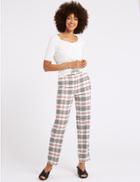 Marks & Spencer Relaxed Straight Leg Checked Trousers Ivory Mix