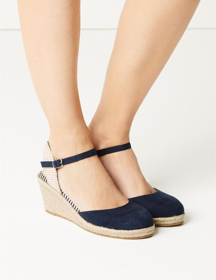 Marks & Spencer Wedge Heel Almond Toe Espadrilles Navy