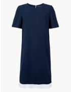 Marks & Spencer Colour Block Short Sleeve Shift Dress Navy Mix