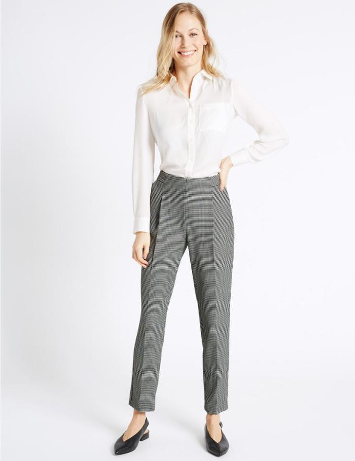 Marks & Spencer Checked Slim Leg Trousers Black Mix