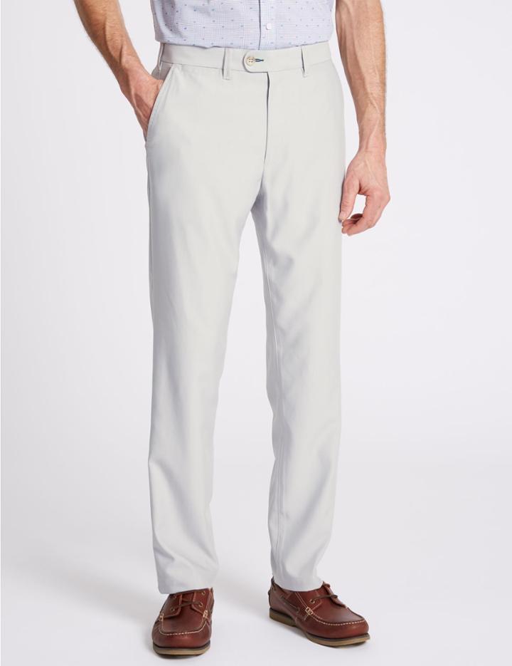 Marks & Spencer Slim Fit Flat Front Golf Chinos Grey