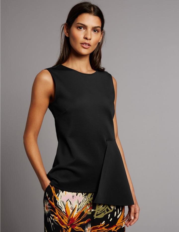 Marks & Spencer Asymmetric Dipped Hem Sleeveless Top Black