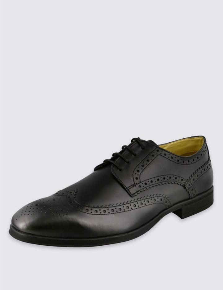 Marks & Spencer Leather Derby Brogue Shoes With Airflex&trade; Black