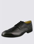 Marks & Spencer Leather Derby Brogue Shoes With Airflex&trade; Black