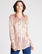 Marks & Spencer Striped Long Sleeve Shirt Pink Mix