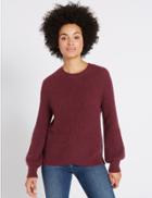 Marks & Spencer Ribbed Round Neck Jumper Dark Grape