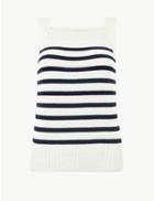 Marks & Spencer Pure Cotton Striped Knitted Vest White Mix