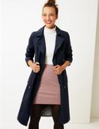 Marks & Spencer Double Breasted Trench Coat Navy
