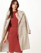Marks & Spencer Tie Front 3/4 Sleeve Shift Dress Brandy