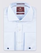 Marks & Spencer 2in Longer Pure Cotton Easy To Iron Shirt Sky