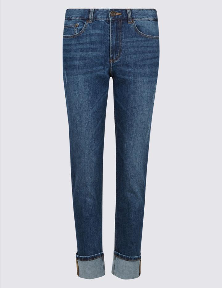 Marks & Spencer Relaxed Slim Leg Mid Rise Jeans Light Indigo