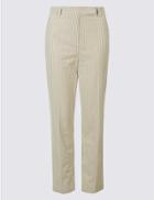 Marks & Spencer Pure Cotton Striped Seersucker Trousers Natural Mix