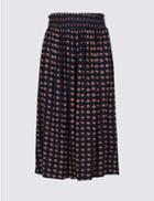 Marks & Spencer Floral Print Full Midi Skirt Red Mix