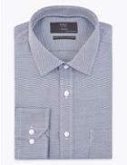 Marks & Spencer Regular Fit Textured Non-iron Shirt Navy Mix