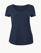 Marks & Spencer Cotton Rich T-shirt Navy
