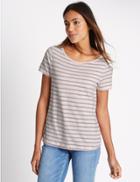 Marks & Spencer Pure Cotton Striped Short Sleeve T-shirt Pink Mix