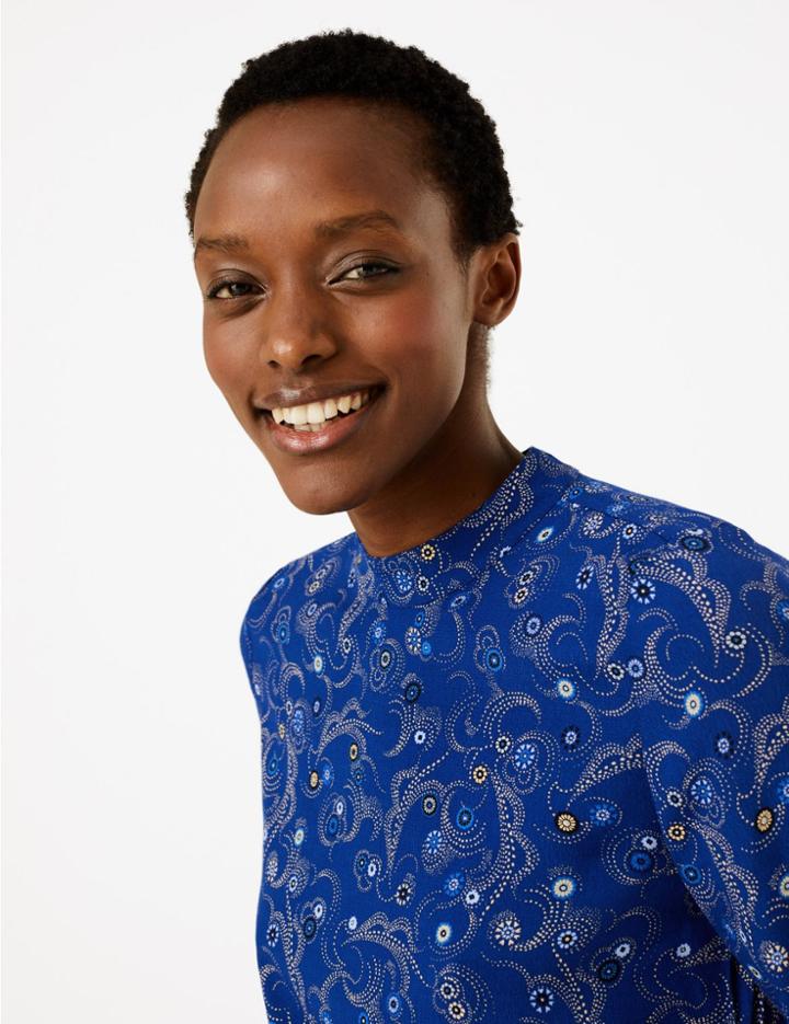 Marks & Spencer Constellation Print Woven Top Blue Mix
