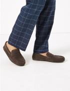 Marks & Spencer Suede Slip-on Slippers With Freshfeet&trade; Dark Brown