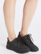 Marks & Spencer Wide Fit Suede Lace-up Trainers Black