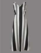 Marks & Spencer Striped Sleeveless Shift Dress Black Mix