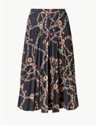 Marks & Spencer Printed Jersey Pleated Midi Skirt Black Mix