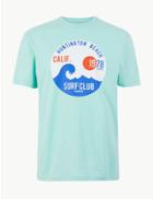 Marks & Spencer Pure Cotton Printed Crew Neck T-shirt Mint