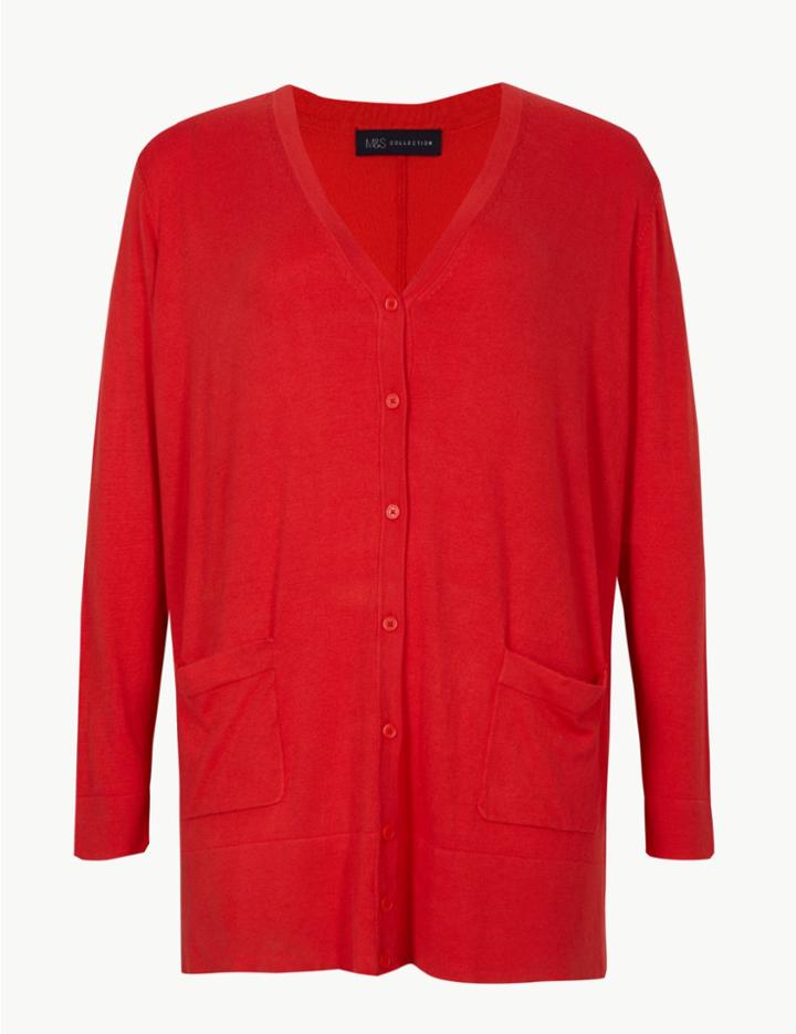 Marks & Spencer Curve Longline Cardigan Bright Red