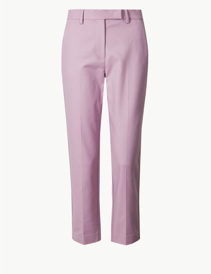 Marks & Spencer Petite Slim Leg Trousers Pale Mauve