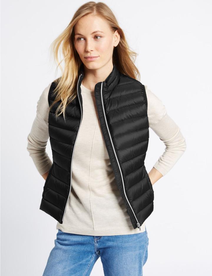 Marks & Spencer Down & Feather Lightweight Gilet Jacket Black