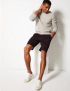 Marks & Spencer Cotton Rich Chino Shorts With Stretch Burgundy