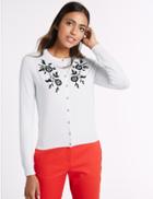 Marks & Spencer Embroidered Round Neck Cardigan White Mix