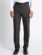 Marks & Spencer Regular Fit Flat Front Trousers Charcoal