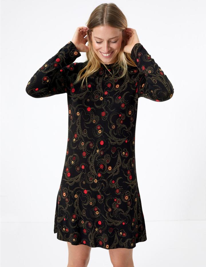 Marks & Spencer Swirl Print Swing Dress Black Mix
