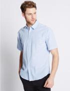 Marks & Spencer Pure Cotton Striped Shirt Blue