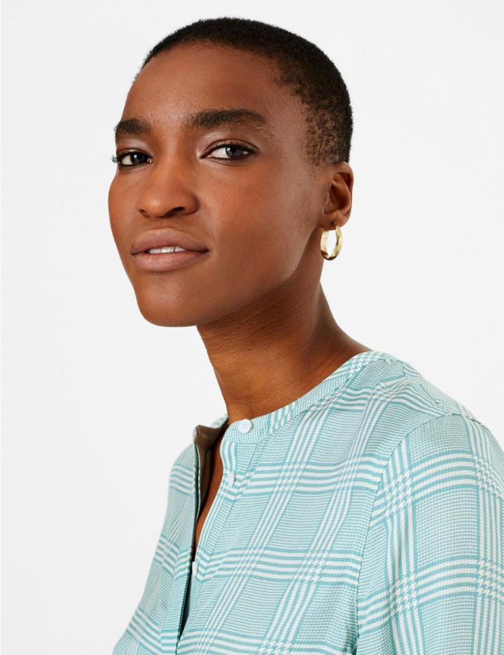 Marks & Spencer Checked Midi Shirt Dress Ivory Mix