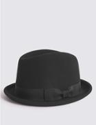 Marks & Spencer Pure Wool Trilby Hat With Stormwear&trade; Black